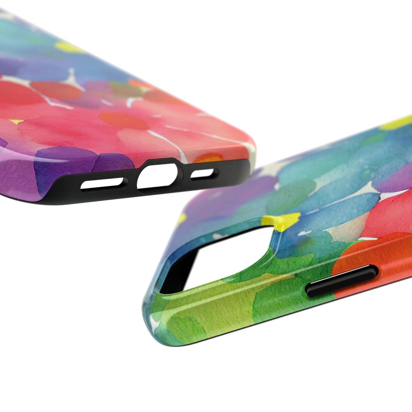 Rainbow Bloom Watercolor iPhone Case – Slim Design, Glossy Finish