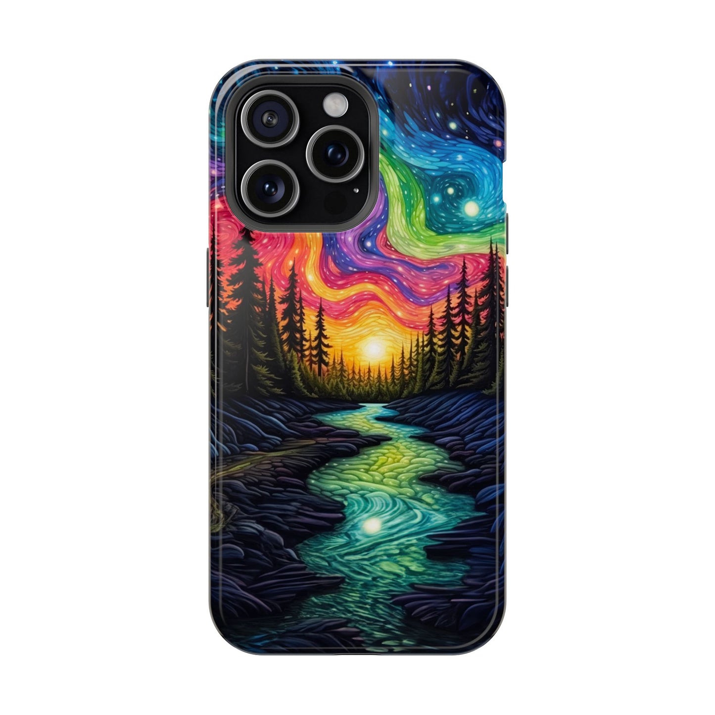 Celestial Nightscape MagSafe iPhone Case – Vibrant River and Starry Sky Design