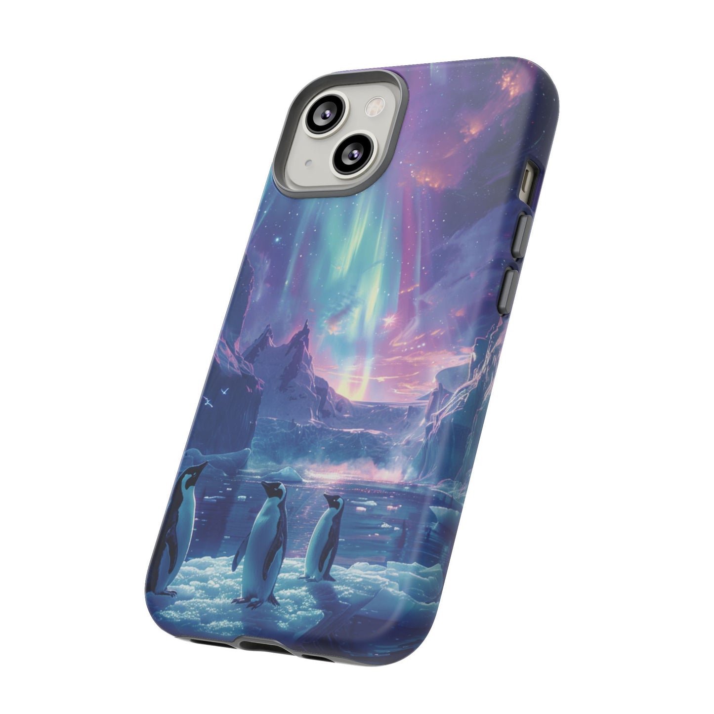 Penguin Parade Northern Lights iPhone Case