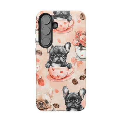 French Bulldogs in Heart Teacups Samsung Galaxy  Case – Cute Dog & Floral Design, Shockproof Protection