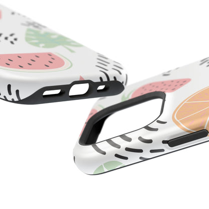 Tropical Fruit Fiesta Tough MagSafe iPhone Case – Fun Watermelon, Pineapple, and Citrus Design