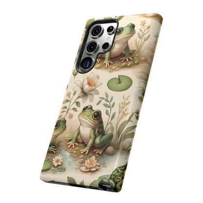 Cute Frogs Phone Case - Pond Pals Frolic - Charming Frog Lily Pad Phone Case for iPhone, Google & Samsung! Great Gift For Any Frog Lover!