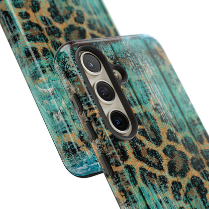 Turquoise Rustic Leopard Wood - Samsung Galaxy Series Case