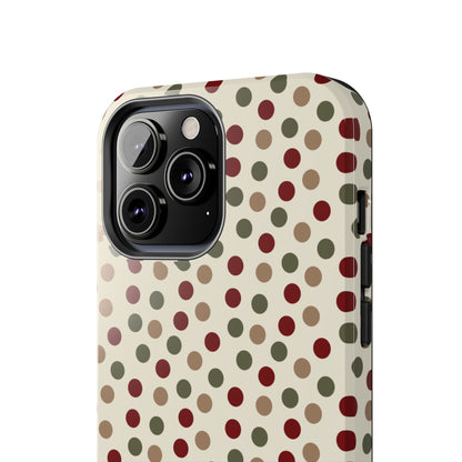 Festive Red & Green Polka Dots on Cream – iPhone Case