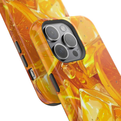 Citrus Splash MagSafe iPhone Case – Bright Orange Slices & Ice, Dual-Layer Protection