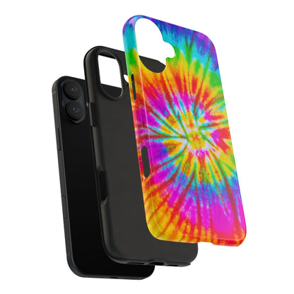 Rainbow Spiral Tie-Dye iPhone Case – Bright & Retro Design