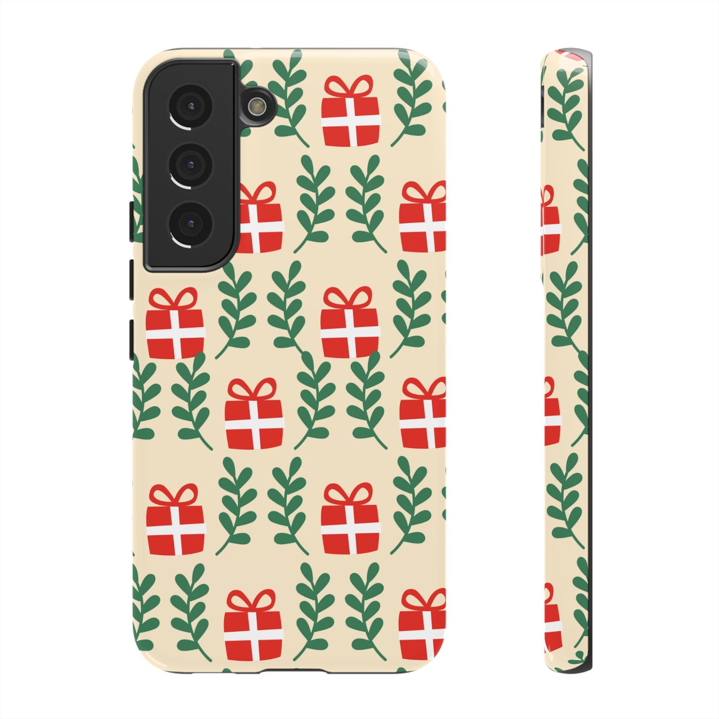 Samsung Galaxy Case: Holiday Cheer – Red Gifts & Green Leaves