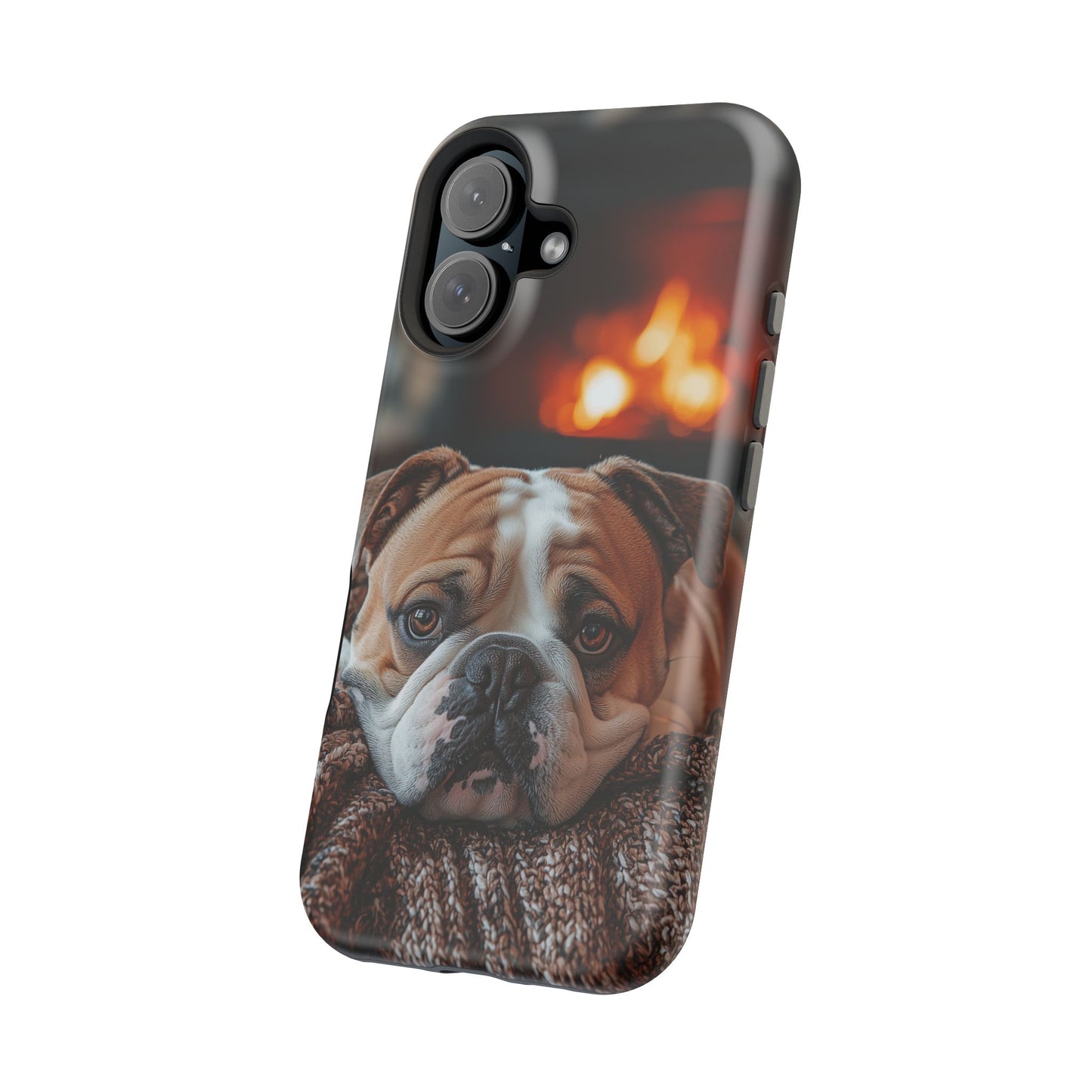 Cozy Bulldog MagSafe Case – Fireside-Inspired Protective Cover