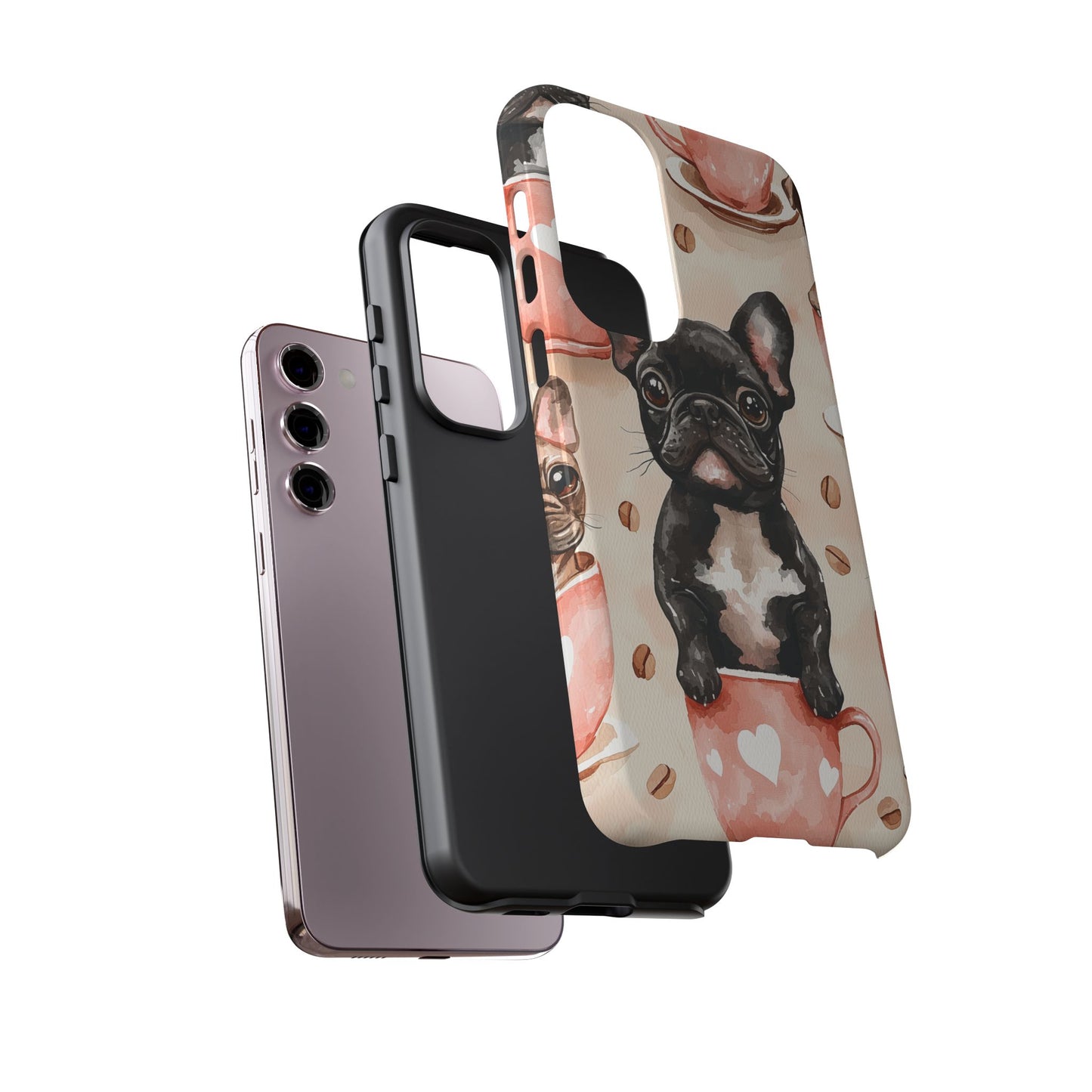 French Bulldog in Coffee Cup  Samsung Galaxy  Case – Cute Dog Art, Shockproof & Slim Design