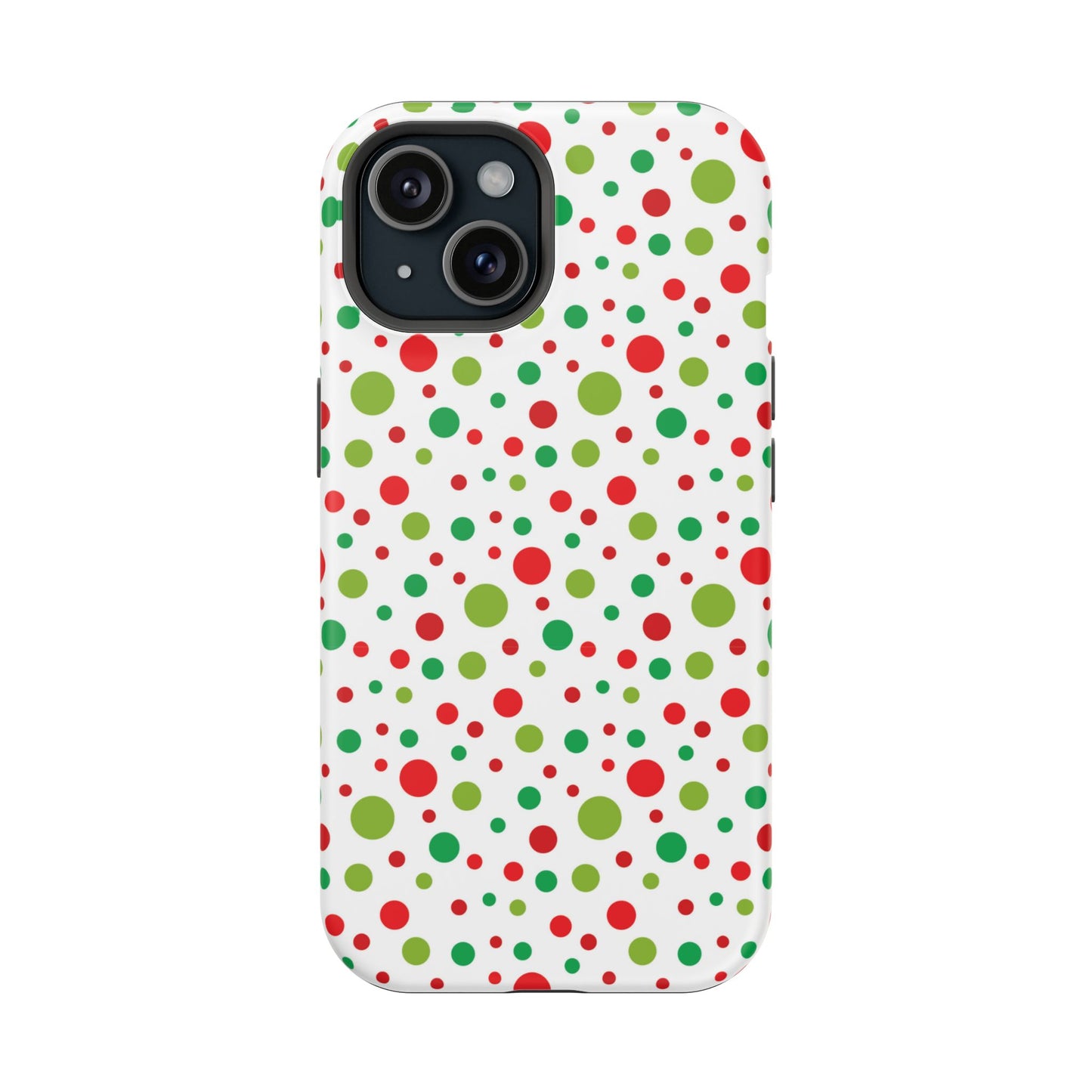 Red & Green Christmas Polka Dots – MagSafe iPhone Case