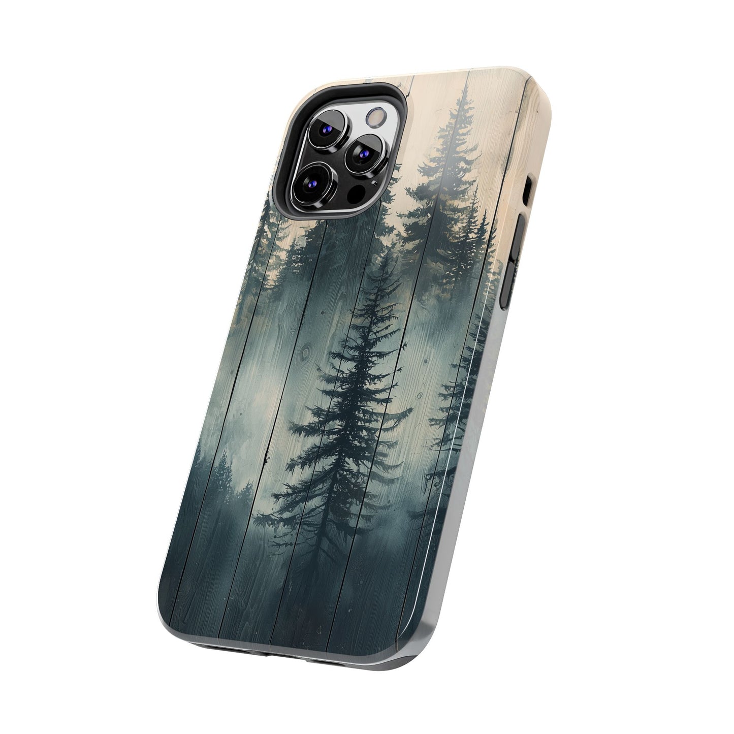 Misty Pine Forest Iphone Case - Nature-Inspired Wood Design Protective Cover