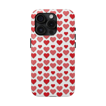 Red & Polka Dot Hearts iPhone Case