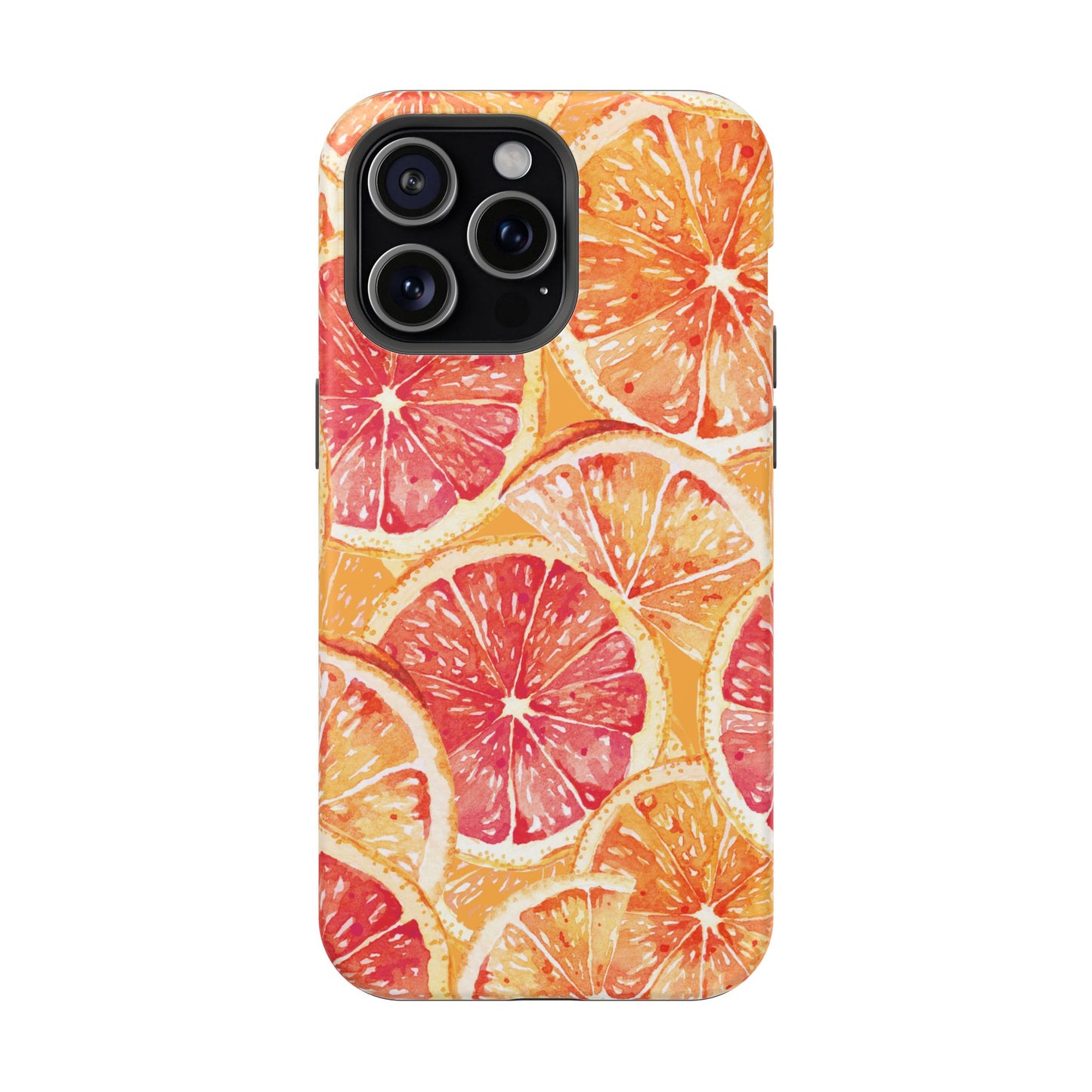 Watercolor Citrus Splash Tough MagSafe iPhone Case – Vibrant Fruit Print, Shock-Resistant Design