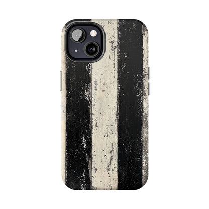 Vintage Vertical Stripe iPhone Case - Black & White Grunge Design - BOGO Cases