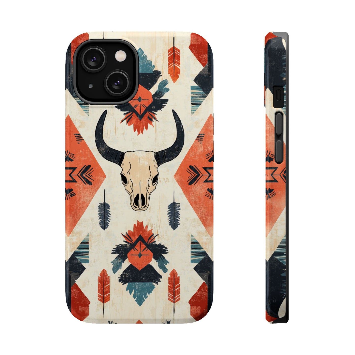 Southwestern Boho Skull Tough MagSafe iPhone Case – Durable Matte Finish, Dual-Layer Protection