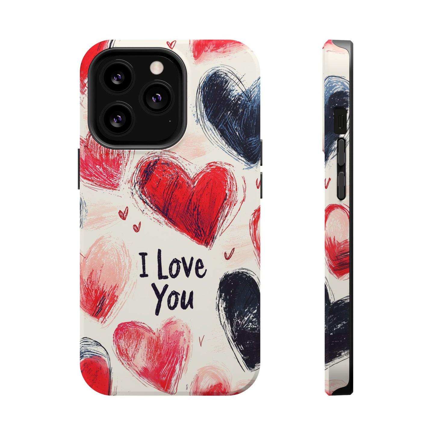 Brushstroke Hearts of Love "I Love You" - MagSafe Compatible Case