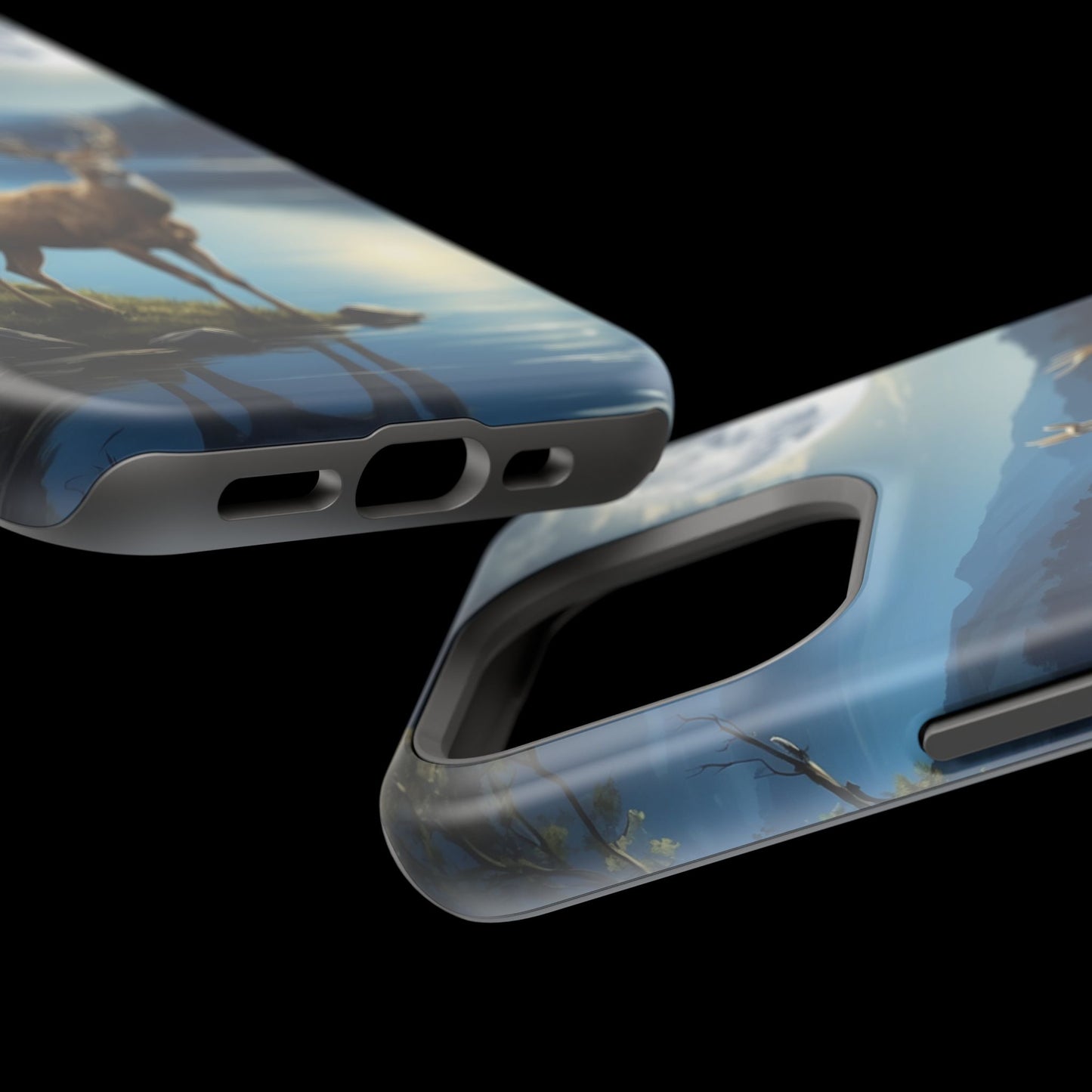 Moonlit Elegance: Stag by the Lake – MagSafe iPhone Case