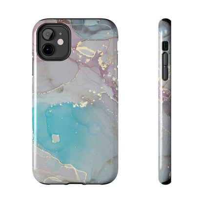 Sky Blue & Purple Marble Wave – iPhone Case with Fluid Swirl Pattern