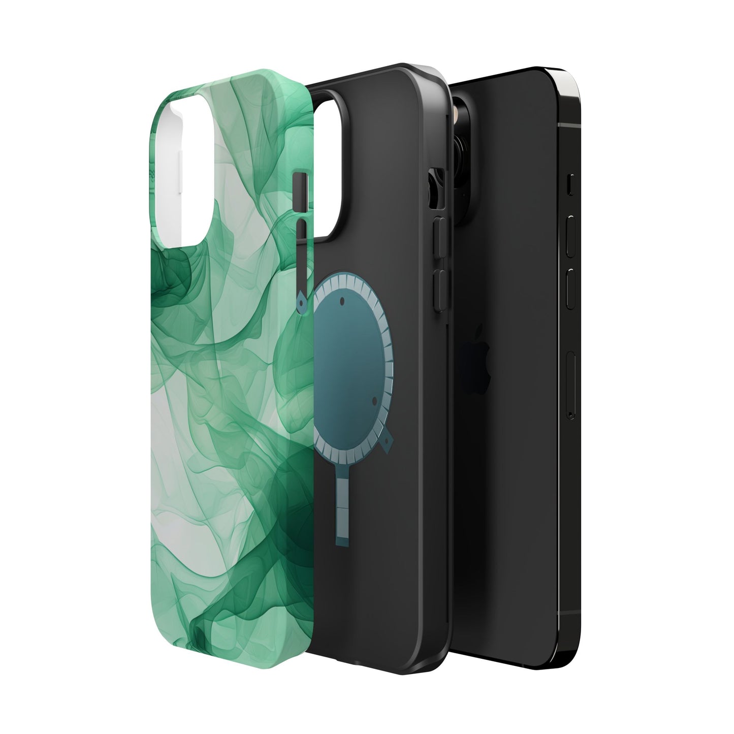 Translucent Flowing Green Fabric MagSafe iPhone Case – Elegant Fluid Design