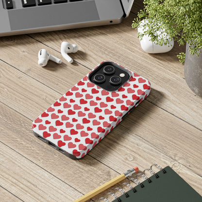 Red & Polka Dot Hearts iPhone Case