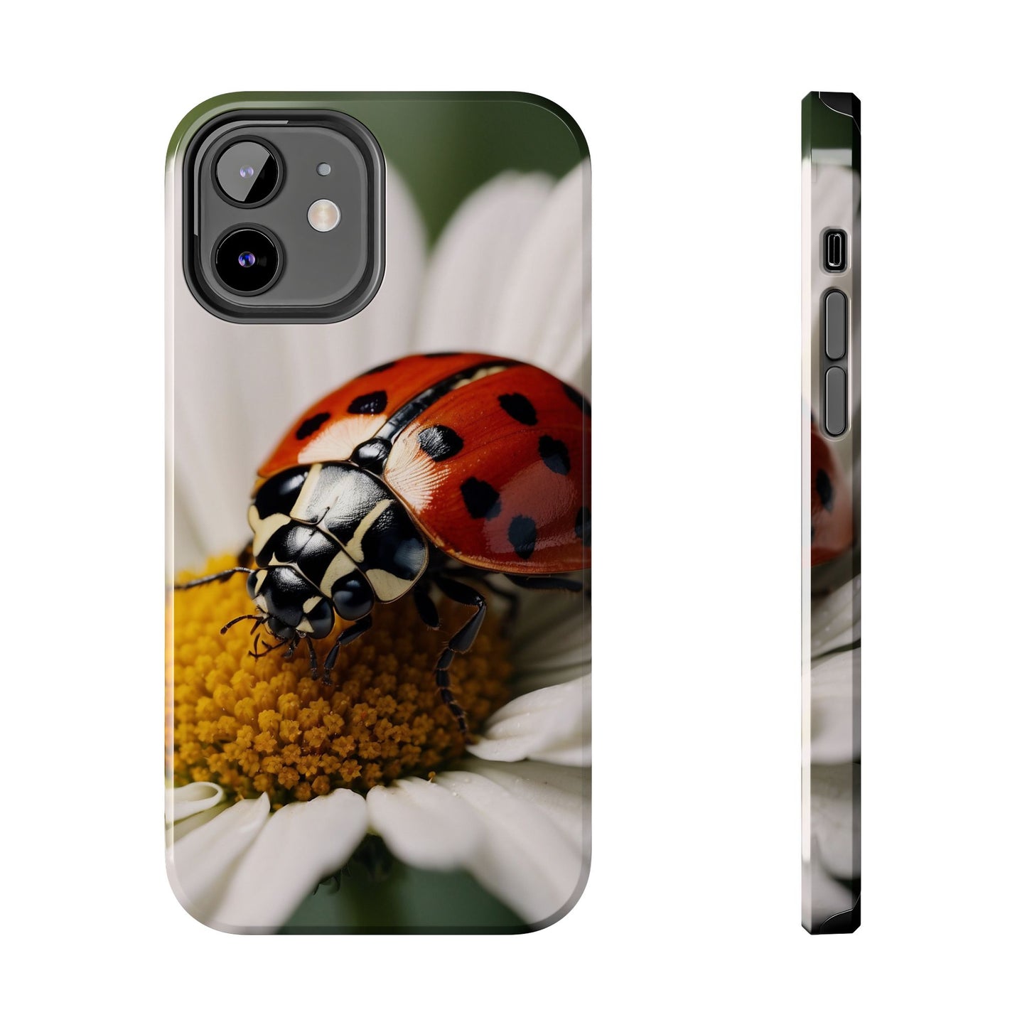 iPhone Case: Ladybug on White Daisy