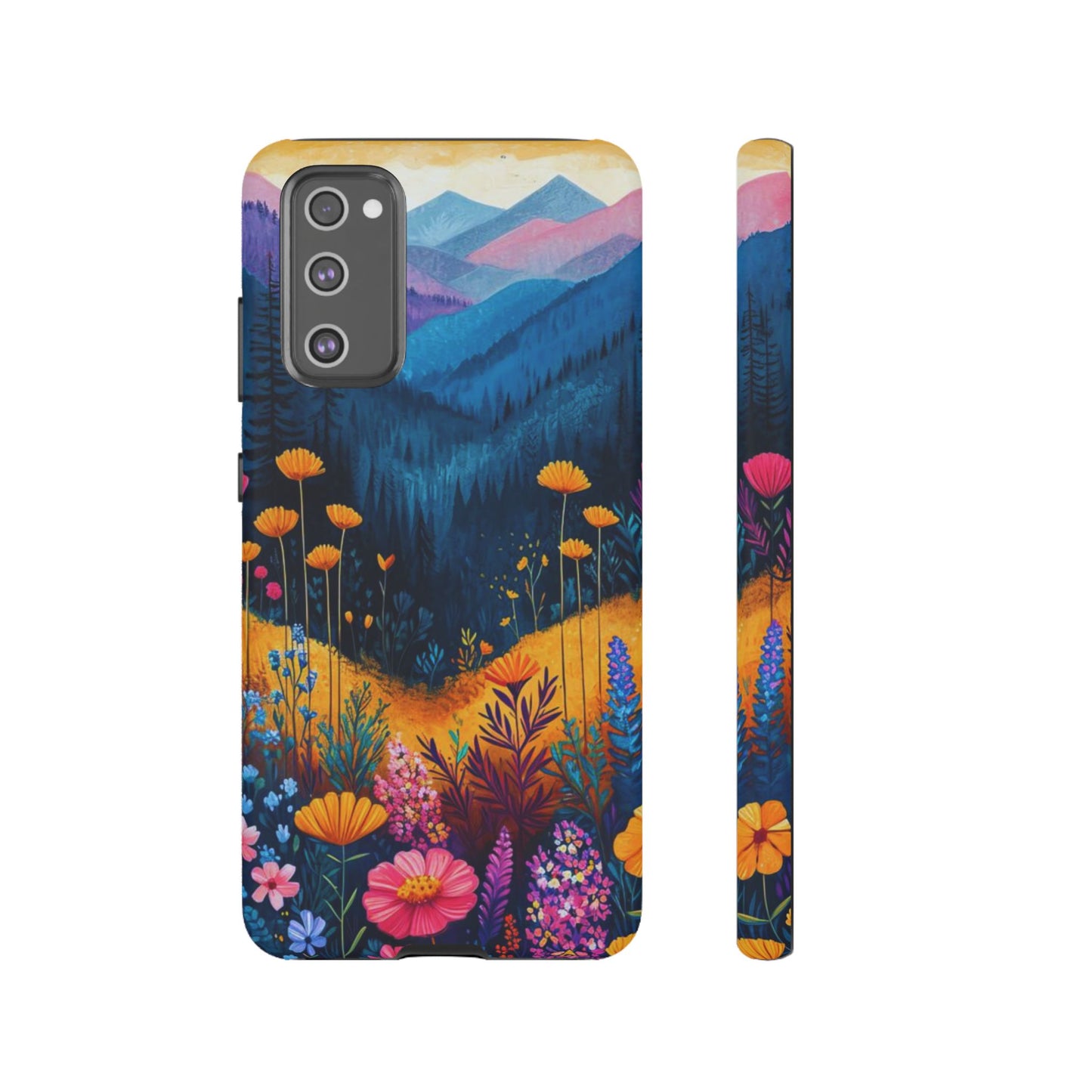 Vibrant Wildflower Mountain Samsung Galaxy  Case – Bold Nature Art, Dual-Layer Protection