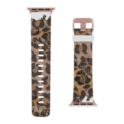 Vintage Distressed Leopard Print Apple Watch Band