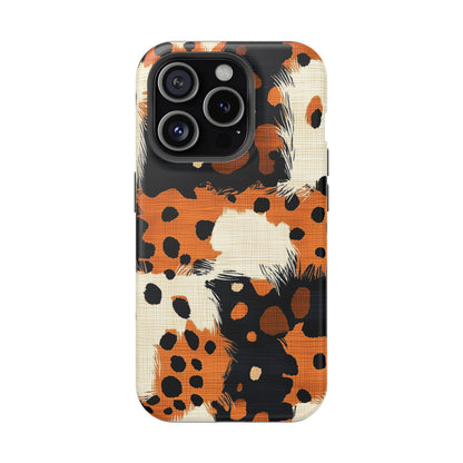 MagSafe iPhone Case: Cheetah Plaid – Brown & Black Pattern