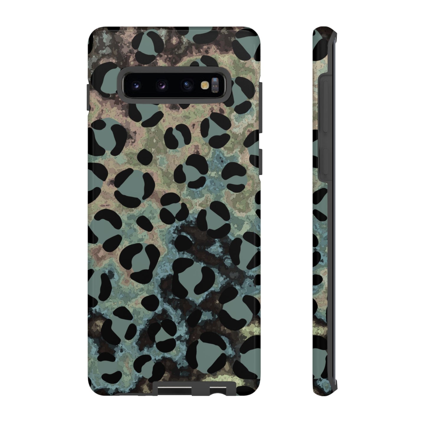 Moody Watercolor Leopard Print Tough Samsung Galaxy Case – Earthy Abstract Pattern with Dual-Layer Protection