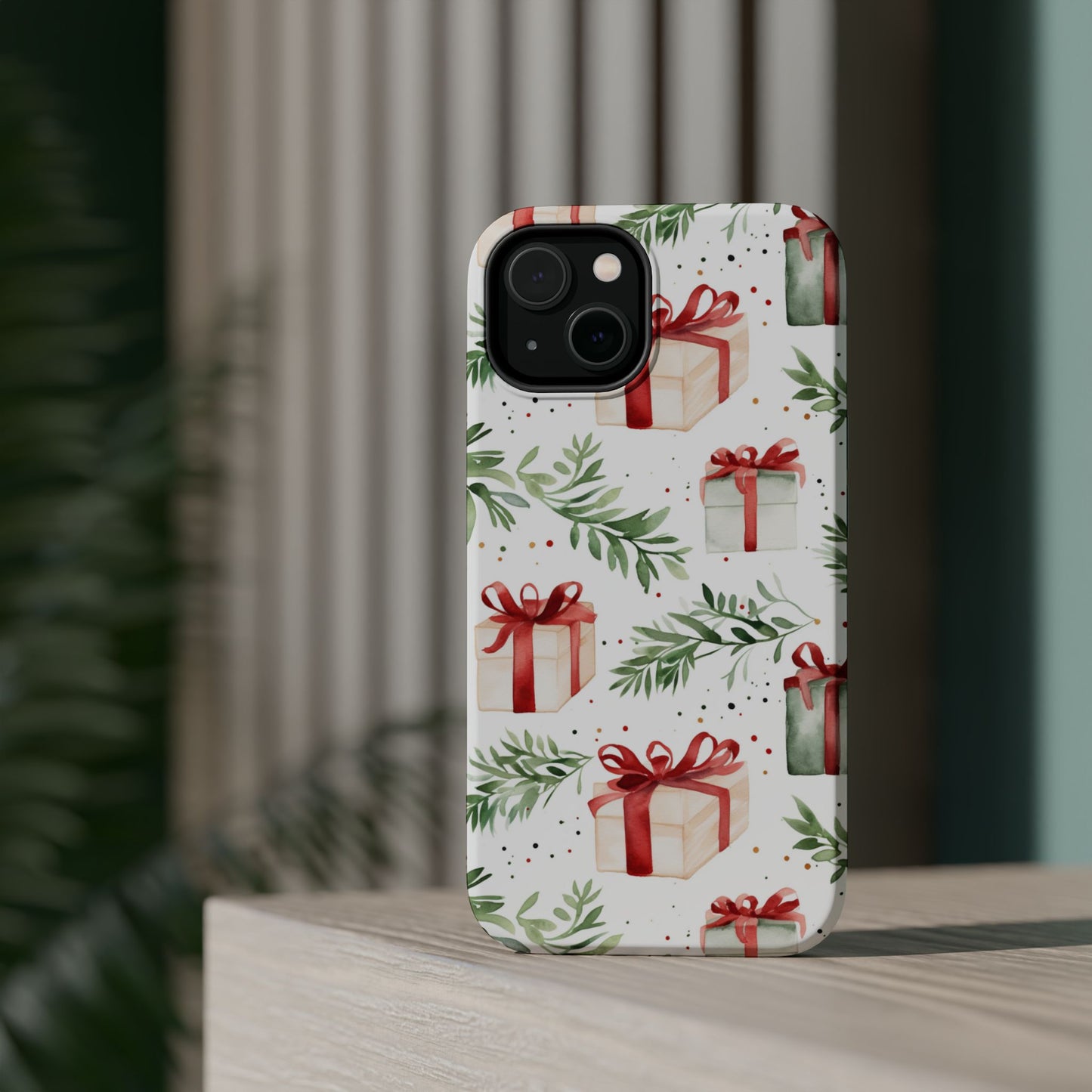 Watercolor Holiday Gifts & Greenery - MagSafe iPhone Series Case