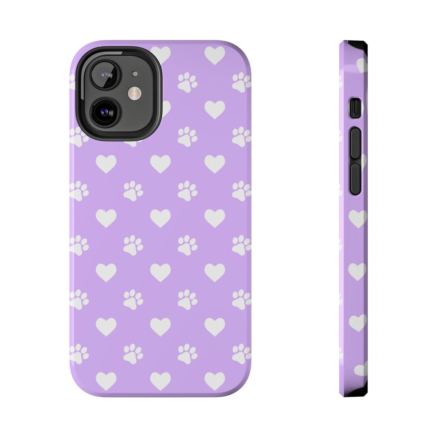 Lilac Paw Prints & Hearts – iPhone Case