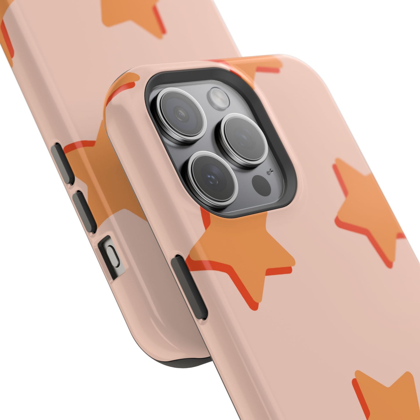 Retro Orange Stars MagSafe iPhone Case – Shock-Resistant, Smooth Matte Finish, Dual-Layer Design