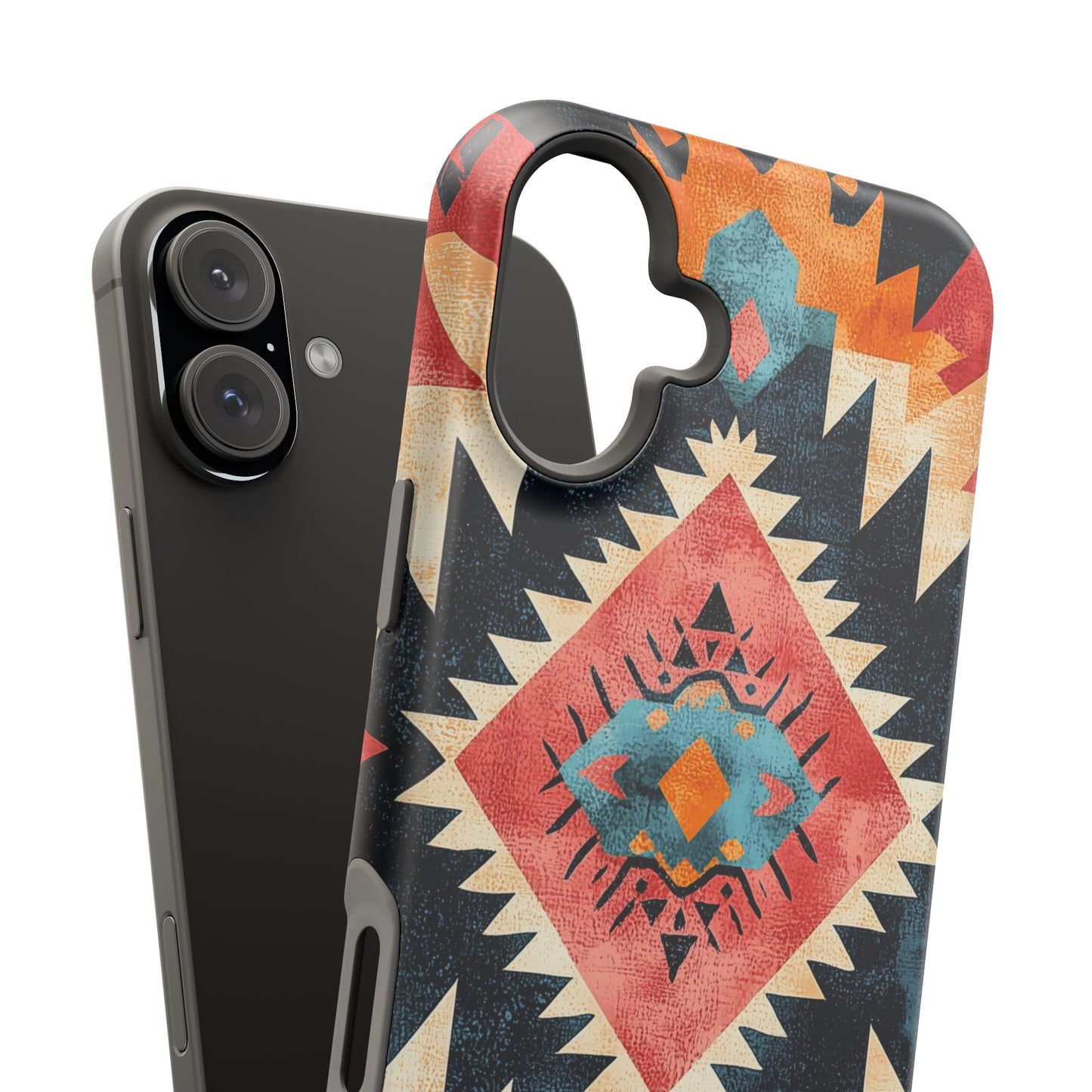 Bold Aztec Pattern Tough MagSafe iPhone Case – Vibrant Geometric Design, Dual-Layer Protection