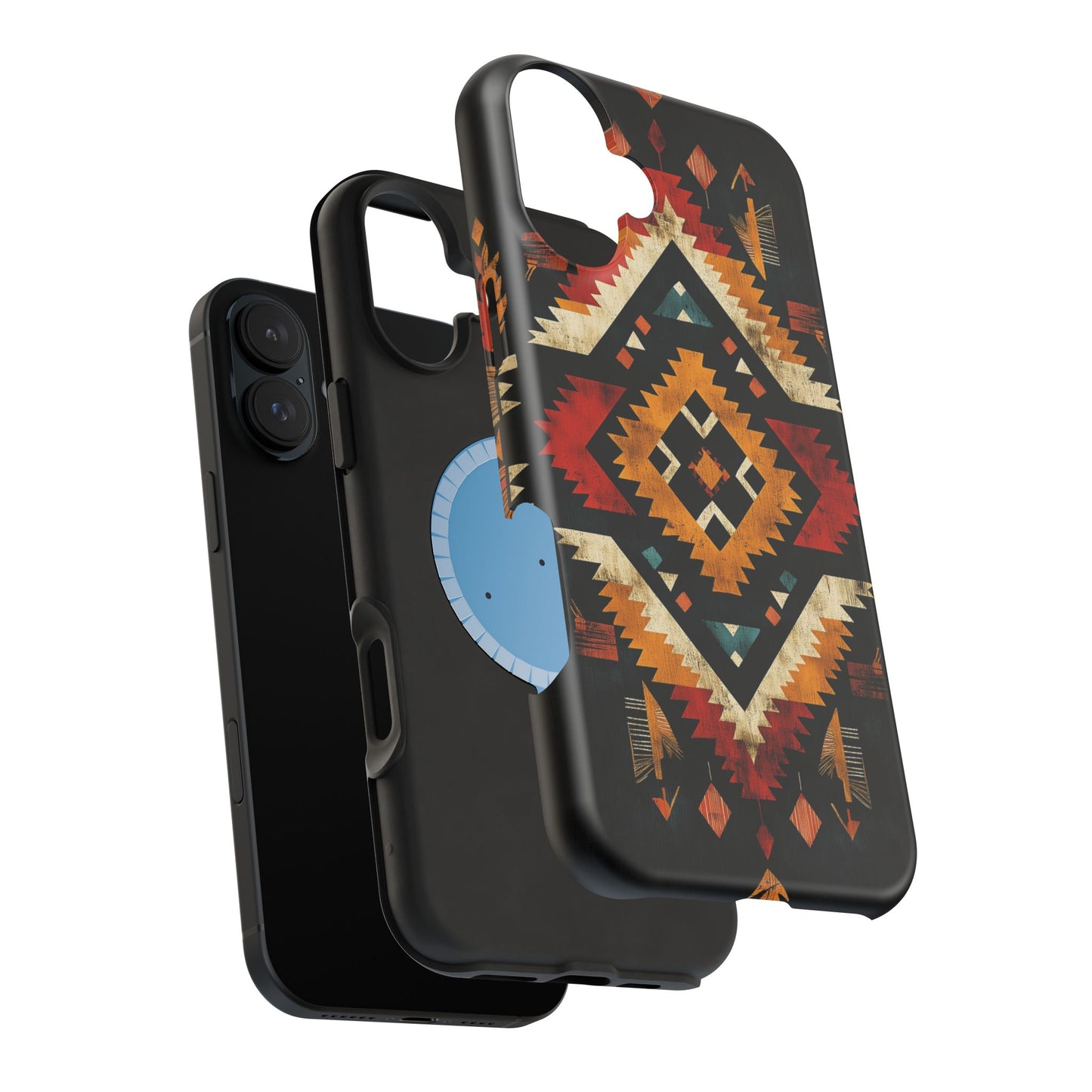 Southwestern Tribal Diamond Tough MagSafe iPhone Case – Bold Geometric Pattern, Dual-Layer Protection