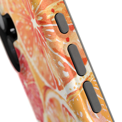 Watercolor Citrus Splash Tough MagSafe iPhone Case – Vibrant Fruit Print, Shock-Resistant Design