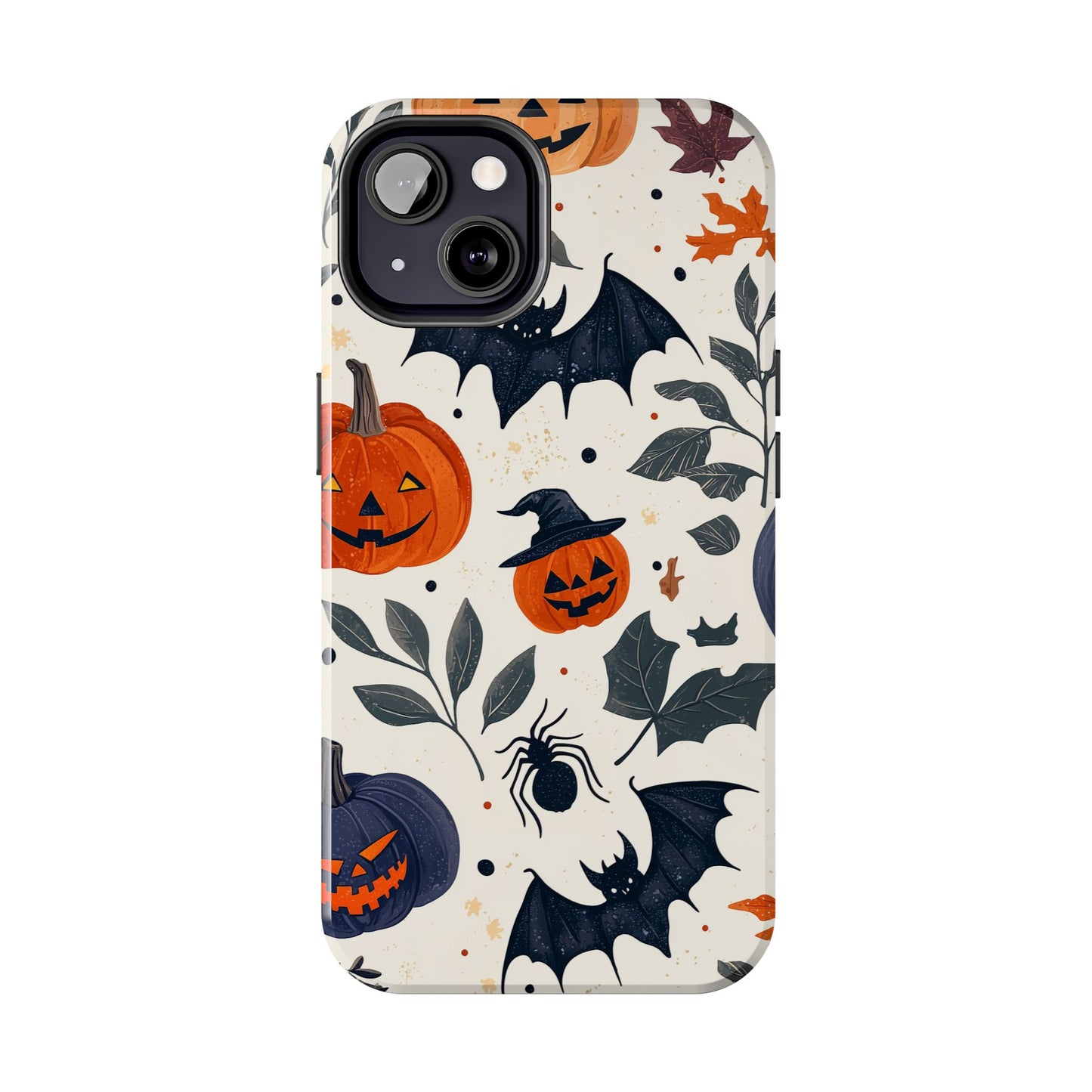 Spooky Halloween iPhone Case – Pumpkins, Bats, and Spider Design