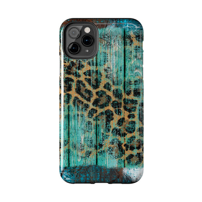 Turquoise Rustic Leopard Wood - iPhone Series Case