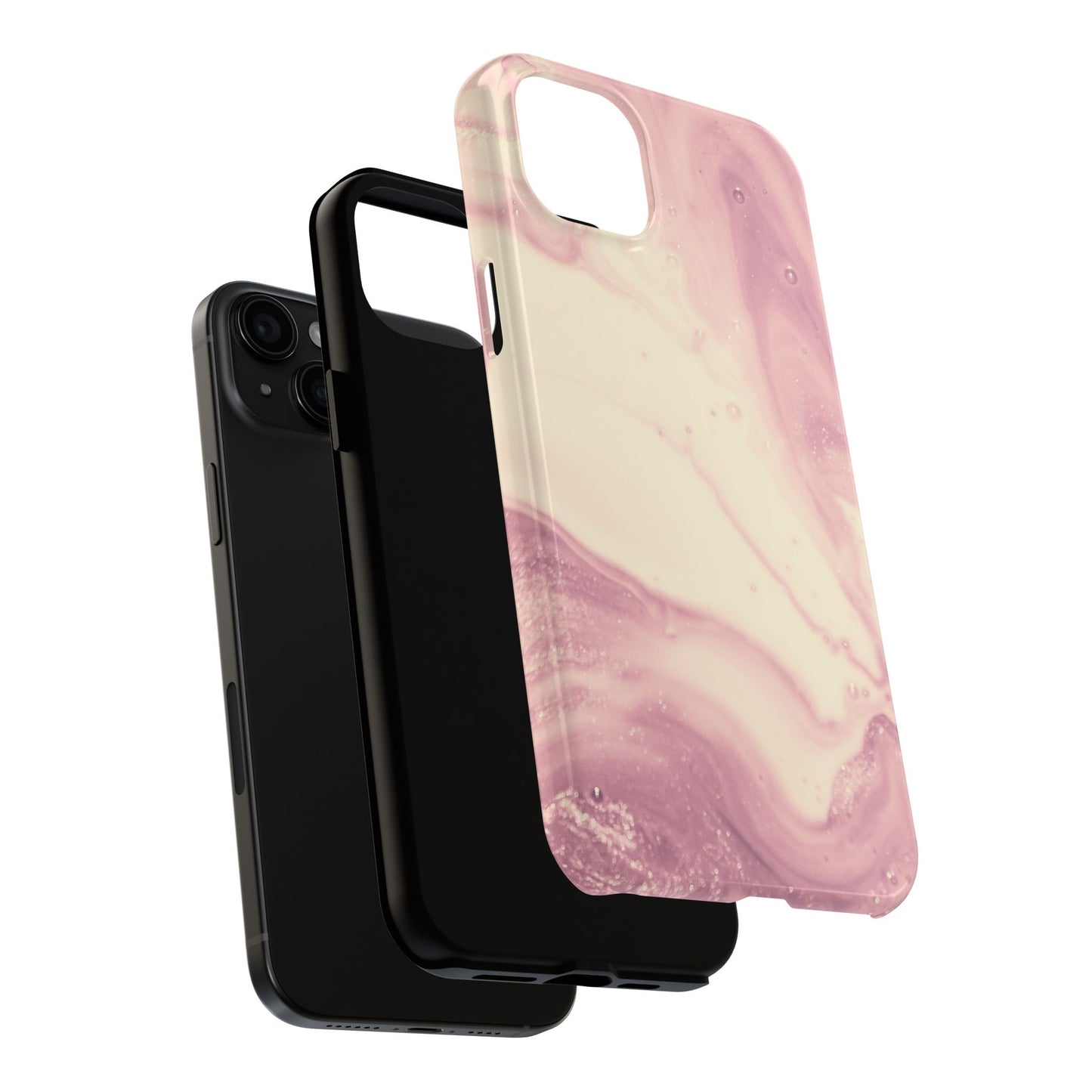 Blush Marble Glow – iPhone Case with Rose Gold & Pink Swirl Pattern