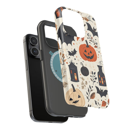 Charming Halloween MagSafe iPhone Case – Pumpkin, Bats, and Spooky Lantern Design