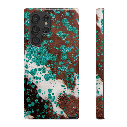 Teal Glitter Cowhide - Samsung Galaxy Series Case