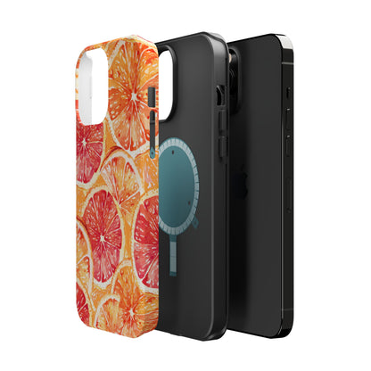 Watercolor Citrus Splash Tough MagSafe iPhone Case – Vibrant Fruit Print, Shock-Resistant Design