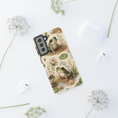 Cute Frogs Phone Case - Pond Pals Frolic - Charming Frog Lily Pad Phone Case for iPhone, Google & Samsung! Great Gift For Any Frog Lover!