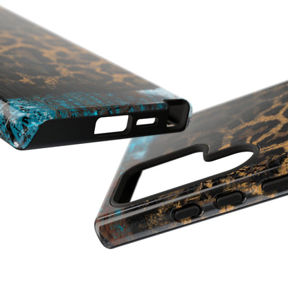 Boho Leopard and Turquoise Tough Samsung Galaxy Case – Rustic Western Design with Dual-Layer Protection