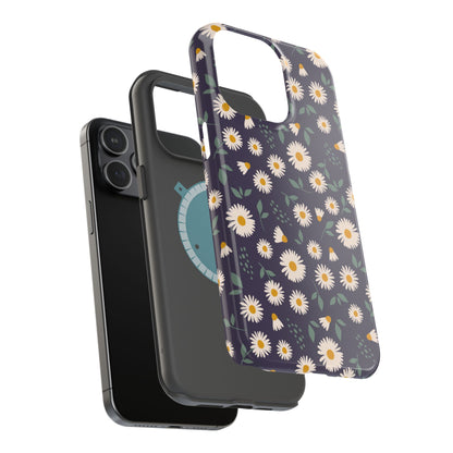 Midnight Daisy MagSafe iPhone Case – Dark Navy Floral Design, Slim and Protective