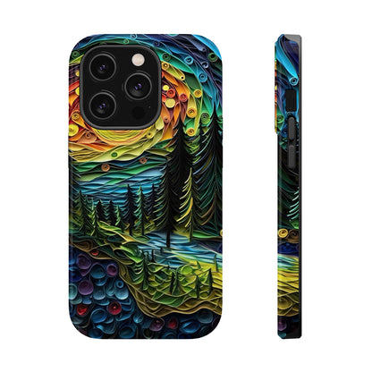 Radiant Forest Sunset MagSafe iPhone Case – Artistic Landscape Design