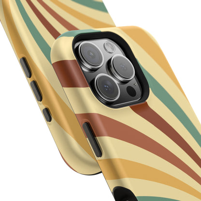 Earthy Retro Swirl MagSafe iPhone Case – Dual-Layer Protection with 70s-Inspired Earth Tones