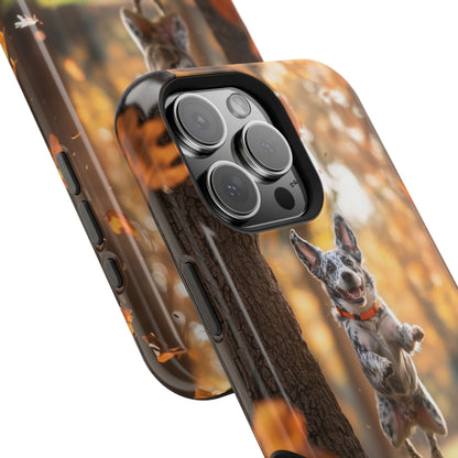 Energetic Blue Heeler Forest Pup MagSafe iPhone Case – Durable Outdoor-Inspired Design