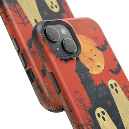 Haunted House & Ghosts MagSafe iPhone Case – Spooky Halloween Full Moon Design