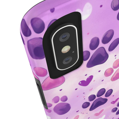 Purple Paw Print iPhone Case - Cute Pet-Themed Protective Cover