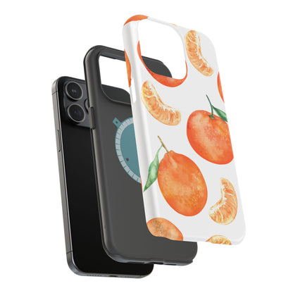 Tangerine Dreams Tough MagSafe iPhone Case – Watercolor Orange Design, Shockproof Dual Protection